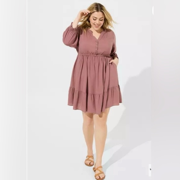 Torrid Dusty Rose Long Sleeve Dress - Picture 2 of 6